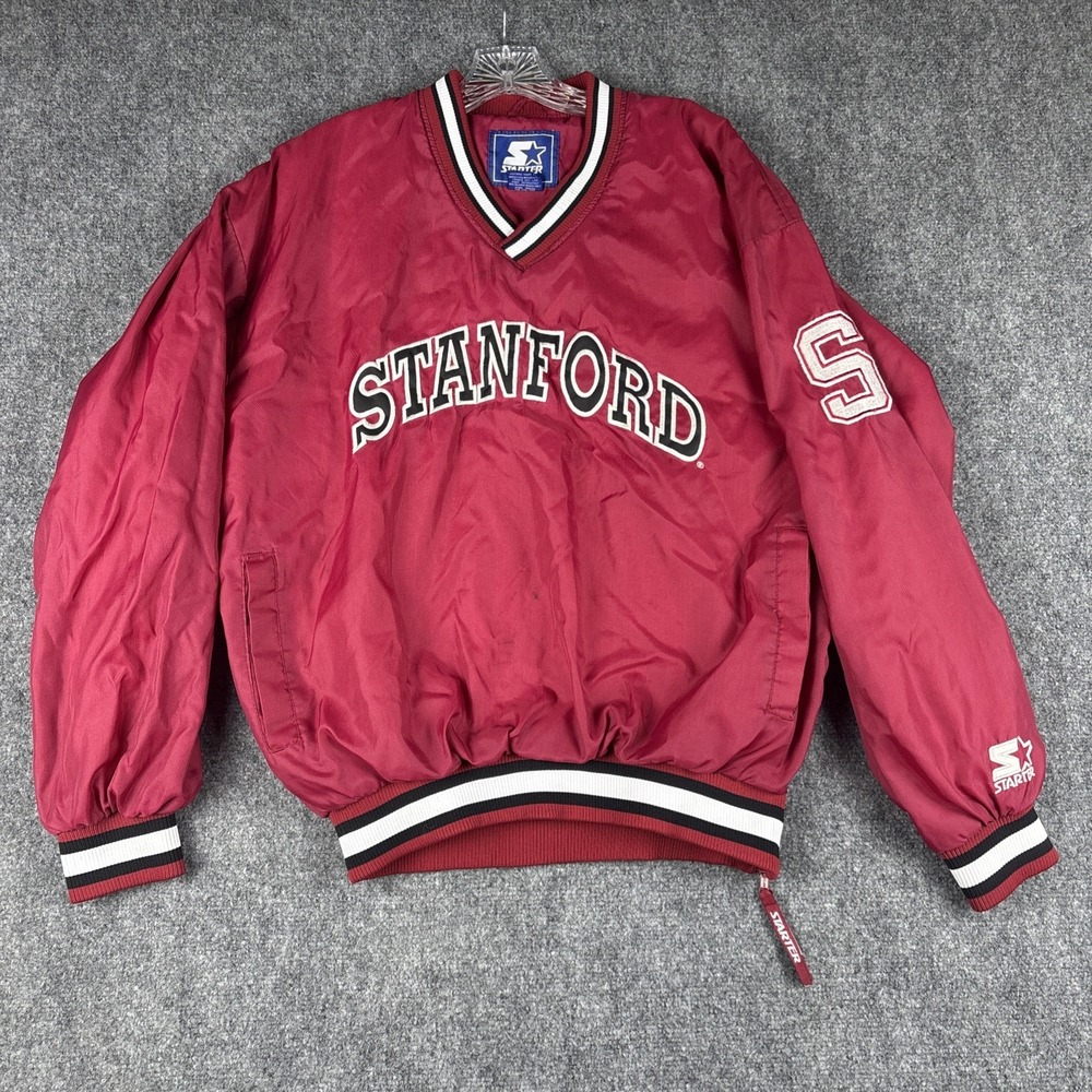 Vintage 90s Starter Stanford Cardinal V-Neck Windshirt Pullover Men's L